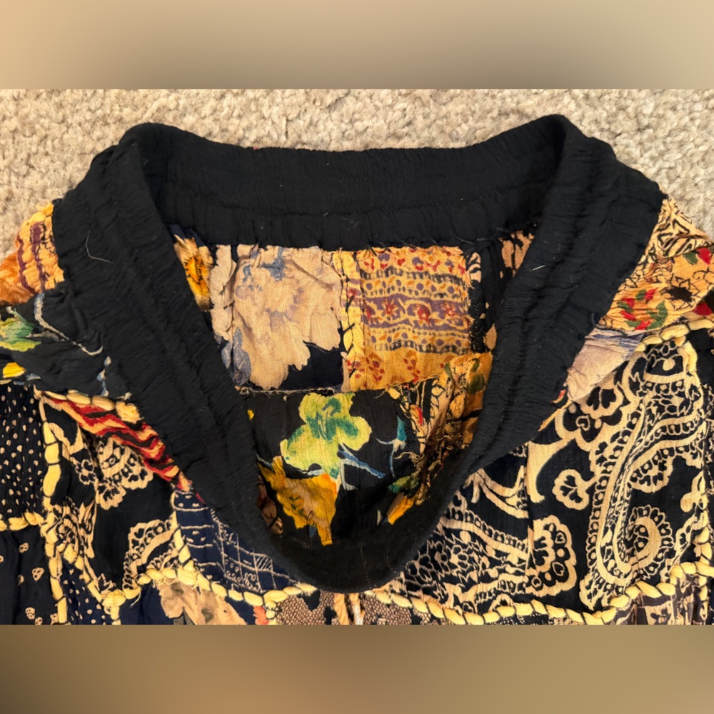 Boho Patchwork Maxi Skirt - Black Multi - image 3